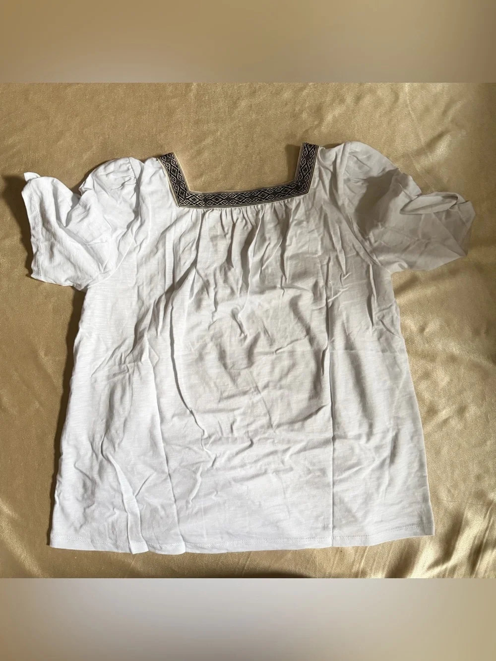 Susan Graver Weekend Textured Tie Sleeve Top with Neck Trim Small A647748 NWOT
